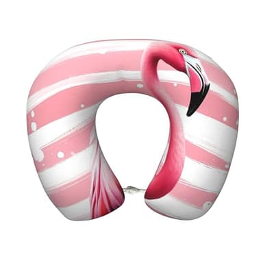 Qewfoju Neck Pillows for Sleeping Memory Foam Travel Pillows U Shaped Travel Neck Pillow Soft Headrest Pillow Suitable for Planes Car Office - Flamingo