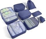 8 Set Packing Cubes for Suitcases Travel Luggage Packing Organizers,Travel Essentials Accessories Luggage Organizer with Shoe Bag Tioletry/Laundry Bag(Dark Blue)
