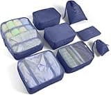 8 Set Packing Cubes for Suitcases Travel Luggage Packing Organizers,Travel Essentials Accessories Luggage Organizer with Shoe Bag Tioletry/Laundry Bag(Dark Blue)