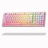 Aula F99 Pro Wireless Silent Mechanical Keyboard with Knob, BT5.0/2.4GHz/USB-C Hot Swappable, Pre-lubed Linear Switches, RGB Backlit, Gasket Mounted,Gradient Pink PC Gaming Keyboard for Win/MAC