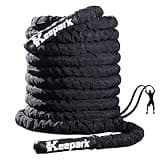 Battle Ropes Home Gym Exercise - 1.26 Inch Diameter 30FT Length Workout Rope Exercise Rope Training Ropes with Protective Sleeve for Men Women Fitness & Strength Training - Black