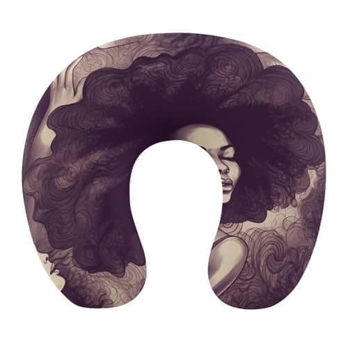 VstaDank African Hair Black Women Travel Pillow Comfortable U Shape Memory Foam Pillows Relieve Fatigue Portable Neck Pillow Office Napping Pillows for Planes Trains Self-Driving Cars