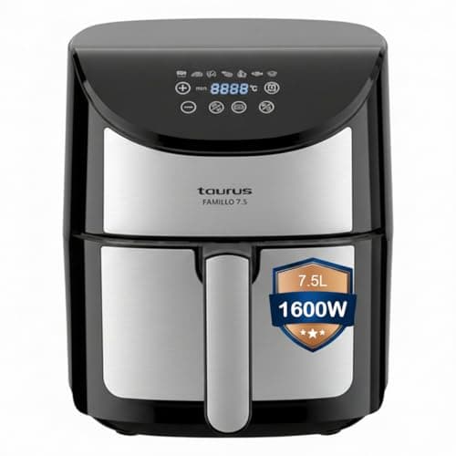 Taurus Air Fryer for Home 7.5L Capacity, 1600W with Digital Control and 7 Preset Controls, Variable Temperature Fast Heat Circulation Control, Bake, Roast,