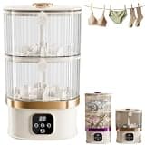 Mini Portable Washing Machine,Cordless Dual Tub Underwear Washer,Rechargeable Travel Laundry Washer for Socks,Bras,Baby Clothes,Panties,Compact 2L+2L Small Washer with 3 Wash Modes(Gold)