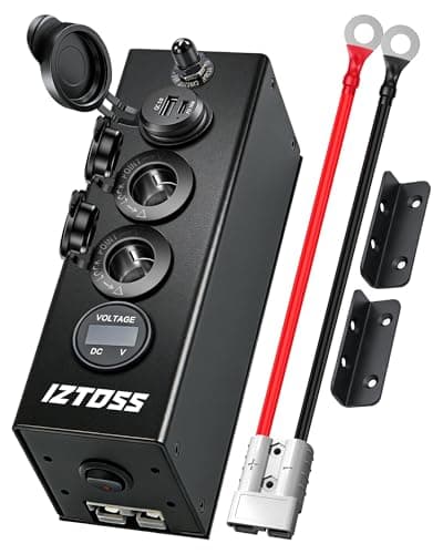 IZTOSS Cigarette Lighter Splitter, 12V Cigarette Lighter Adapter with Cigarette Lighter Socket & USB Charger, 12 Volt Socket Outlet, LED Voltage Display, Independent Switch, Built-in Fuse, Cord