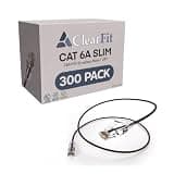 ClearFit Slim 300 Pack- 7 Foot Cat6A Cable, 28 AWG Ethernet Patch, Network, Clear Boot, Cat 6A Internet, Black, 7 Foot, by UNC Group
