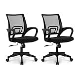NEO CHAIR Office Desk Computer Chair Ergonomic Mesh Gaming Cushion Seat with Comfy Lumbar Mid Back Support Adjustable Height Swivel Rolling Wheels for Home Task (2 pk - Black)