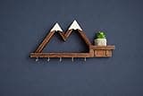 MNCVXD Rustic Mountain Wall Shelf with Hooks, Wooden Snowy Mountain Key Holder Wall Decor, Decorative Wall Mounted Coat Rack with Storage Shelf, Farmhouse Entryway Organizer for Keys, Jewelry, Hats