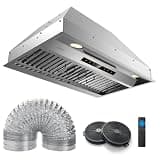 COSTWAY 30 Inch Range Hood Insert, 900 CFM Ducted/Ductless Convertible Stainless Steel Built-in Kitchen Vent Hood w/4 Fan Speeds, Touch/Gesture/Remote Control, Timer, Baffles & Charcoal Filters