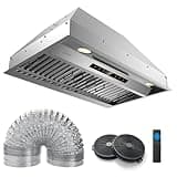COSTWAY 30 Inch Range Hood Insert, 900 CFM Ducted/Ductless Convertible Stainless Steel Built-in Kitchen Vent Hood w/4 Fan Speeds, Touch/Gesture/Remote Control, Timer, Baffles & Charcoal Filters