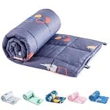 Sivio Weighted Blanket - 100% Cotton Heavy Blanket 5lbs, 36 x 48 inches, Breathable Soft Throw Blanket for Calm Sleeping for Home and School Nap, Blue Car