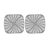 2pcs Fryer Reusable Silicone Fryer Liner Scratch Resistant Silicone Liner Mat, compatible for Ninja, compatible for Foodi, AG301 Fryer Grey