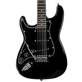 Sawtooth ES Alder Series Electric Guitar, Black with Black Pickguard (Left)