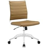 Modway Jive Ribbed Armless Mid Back Swivel Conference Chair In Tan