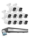 ZOSI 4K 8MP 16CH PoE Security Camera System, 10pcs 3K 5MP C186 Aurora Lux True Full Color Night Vision Outdoor Indoor PoE Wired Cameras, Person/Vehicle Alerts, Light & Siren, Two-Way Talk, 16CH 4TB HD