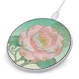 Pink Turquoise Camellia Wireless Charger, Fast Charging Pad