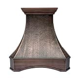 CT Copper Tailor Copper Vent Hood Wall Mount,30.5'' W,30''H, 600 CFM Exhaust Fan,Stainless Steel Vent,LED Light,Dishwasher-Safe Baffle Filters,Medium Patina,VH26-3SH