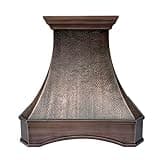 CT Copper Tailor Copper Vent Hood Wall Mount,30.5'' W,30''H, 600 CFM Exhaust Fan,Stainless Steel Vent,LED Light,Dishwasher-Safe Baffle Filters,Medium Patina,VH26-3SH