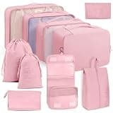TRMFUSA Packing Cubes 10 PCS, Mesh Breathable Luggage Organizers Bags, Packing Organizers, Durable Travel Essentials Bags Set, Travel Packing Organizers,Pink
