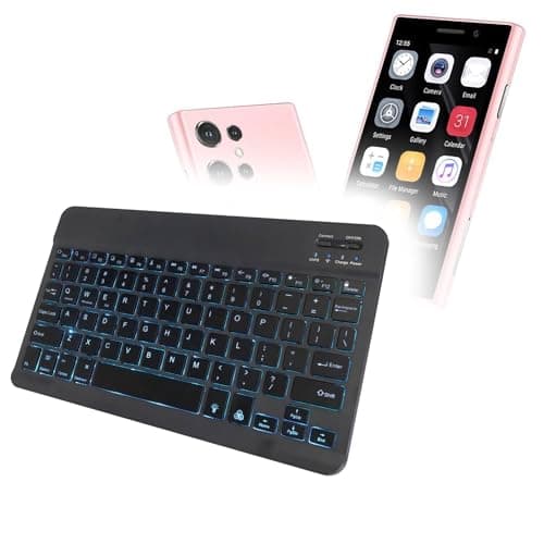 BoxWave Keyboard Compatible with BLKE A19 Pro Mini Smartphone (4.5 in) - SlimKeys Bluetooth Keyboard - with Backlight, Portable Slim LED 7 Colors - Jet Black