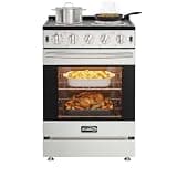 KoolMore 24 in. 4-Coil Electric Oven Range, 240V Stainless Steel Kitchen Stove with Coil Cooktop, Front Controls, Residential Cooking Appliance for Kitchen Use