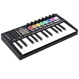 25-Key Half-Weight MIDI Keyboard Controller with Backlit Drum Pads & Knobs, Bluetooth Wireless Professional Dynamic Keybed, Complimentary Music Production Software, Colorful