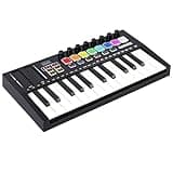 25-Key Half-Weight MIDI Keyboard Controller with Backlit Drum Pads & Knobs, Bluetooth Wireless Professional Dynamic Keybed, Complimentary Music Production Software, Colorful