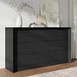 YANSNWO Black 8 Drawer Dresser for Bedroom, 55" Wide Dressers & Chest of Drawers with Unique Panel & Thickened Frame, Mid Century Modern Dresser with Handless Design for Living Room, Hallway