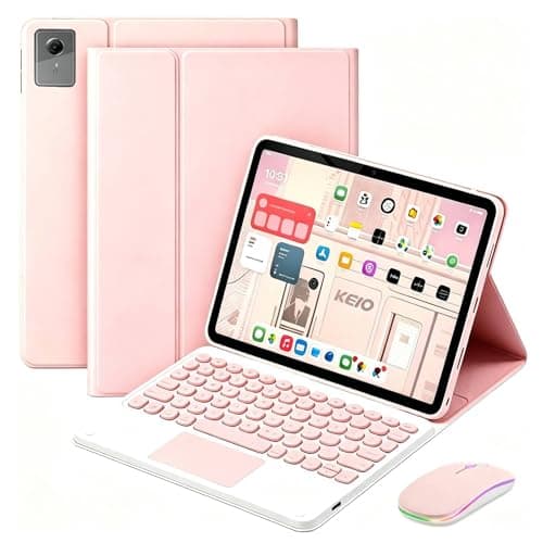 QYiiD Keyboard Case for Lenovo Idea Tab 11 Inch 2025 / Tab M11 11 inch 2024, Round Key, Multi-Touch Trackpad, Wireless Detachable Bluetooth Keyboard Cover with Bluetooth 2.4G Mouse, Pink