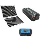 800W Pure Sine Wave Power Inverter with 36W Foldable Solar Panel Kit, 12V DC to 110V AC Converter, 30A Charge Controller, Off-Grid Backup Power System for RV, Camping, and Emergency