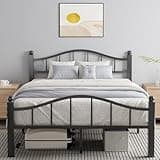 Blbeed Full Size Bed Frames with Headboard, Noise-Free Design & Underbed Storage Heavy Duty Metal Bed Frames No Box Spring Needed/Tool-Free Assembly