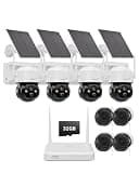 Anlapus Indoor Outdoor Home Security Camera, 4 x 2.5K Pan/Tilt Wireless Solar Cam System with Solar Panel and 4 x 3MP 2K Magnetic Window Camera with Angle Mount, AI Detection, Color Night Vision