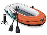 Inflatable Boat Set for 2 Adults, 6.5 ft Inflatable Raft with Aluminum Oars, Air Pump & Repair Kit, 353 lbs Capacity, Rowing Inflatable Fishing Boat for Lakes Rivers - Portable Blow Up Boat