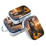 Waterproof 3pcs Travel Packing Storage Bags 100% Polyester Clothing Closet Storage, Sunflower Sunset Horse (3 Set)