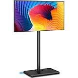 AX WABER Floor TV Stand with Mount for 26-55 inch TVs up to 77 lbs, Height Adjustable Swivel Tilt TV Stand with Wood Base, Saving Space Design for Bedroom, Living Room and Corner, Black