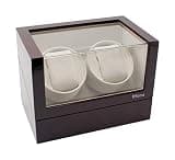 Double Watch Winder - Watch Winders for Automatic Watches - Ultra Quiet Japanese Motor - 12 Settings - Compatible with Rolex's, Omega, Breitling, Cartier, and More (Cherry)