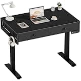 KLUVIS Black Adjustable Desk with Storage, 39 Inch Small Black Desk with Drawers, Small Space Stand Up Computer Desks for Home Office Bedroom, Sit Stand Work Desks for Walking Pad