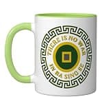 There Is No War In Ba Sing Se Asian Coin Design Ceramic Mug, Light Green/White, 11oz