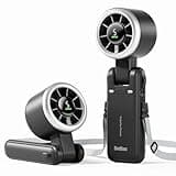 Diveblues Portable Handheld Turbo Fan, 5 Gear Wind, Battery Operated, Up to 12 Working Hours, 3 IN 1 Hand Fan with Air Turbo Tech Cooling Fan for Outdoor Activities, Travel, Working, Obsidian black