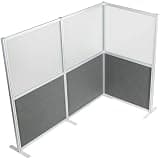 VIVO L-Shape Modular Corner Wall System, 3 Panels, Modern Professional Office Cubicle Dividers, Freestanding Privacy Screen, 65.5 inches High, Dark Gray, Frosted Acrylic, PP-MWS63A-L