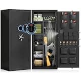 Luzfuego 20-25 Large Gun Safe, 52" Digital Gun Cabinet for Rifles and Pistols with 3 Gun Racks & Adjustable Shelves, Gun Safe for Rifles and Shotguns with Door Organizer & Magnetic Lamp (Unassembled)