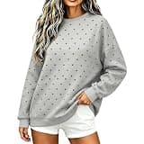 Women's Polka Dot Sweatshirt Long Sleeve Crew Neck Pullover Tops