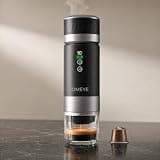 Portable Espresso Maker for Camping Travel Office – 20 Bar Self-Heating Cordless Coffee Machine, LED Display, Dual 7500mAh Battery, USB-C, Compatible with Small/Large Capsules & Ground Coffee (Black)