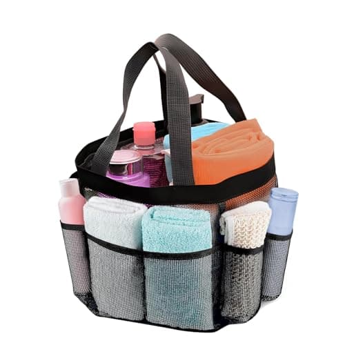Kryfel 8 Pockets Mesh Shower Caddy Bag,8 Storage Pocket,Black