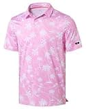 Obla Mens Golf Polo Shirts Short Sleeve Dry Fit Casual Print Collared Golf Shirts Wicking for Men(Pink Coconut Beach_XXL)