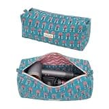 Nelada Hand Crafted Quilted Hair Multi-Styler Travel Bag, 4 Compartments,Hand Block Print Large Makeup Bag, Compatible bag to hold Airwrap, Dryer, Straightner and other Styling Tools (Teal Floral)