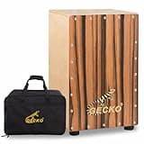 GECKO Cajon Drum Box with Internal Tool-Free Adjustable Guitar Strings - 18.9" Wooden Percussion Musical Instrument, Full Size Bass Drum Box Acoustic Beatbox Cajon Drum Set Package