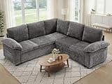 VIKAYAMICS 85" Modular Sectional Sofa Bed with Storage, L Shaped Pull Out Couch, Removable Chenille Sofa Cover for Living Room (Grey, 5 Seat)