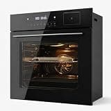 24 Inch Built in Electric Wall Oven Steam & Air Fryer Combo, 3000W Convection Oven 2.5 Cu ft, Touchscreen Digital Display Stainless Steel for Apartment Kitchen Remodel
