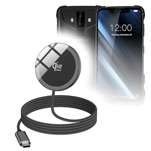 BoxWave Cables & Adapters Compatible with Doogee S90C - MagnetoDisc Qi2 Wireless Charger (25W), Circular Magnet Desktop Travel Disc - Jet Black